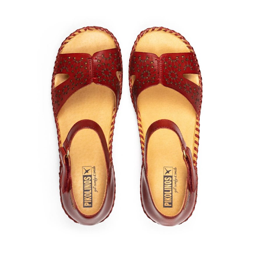 Women's Pikolinos MARGARITA Wedge Sandals Burgundy | NZ B793Q25